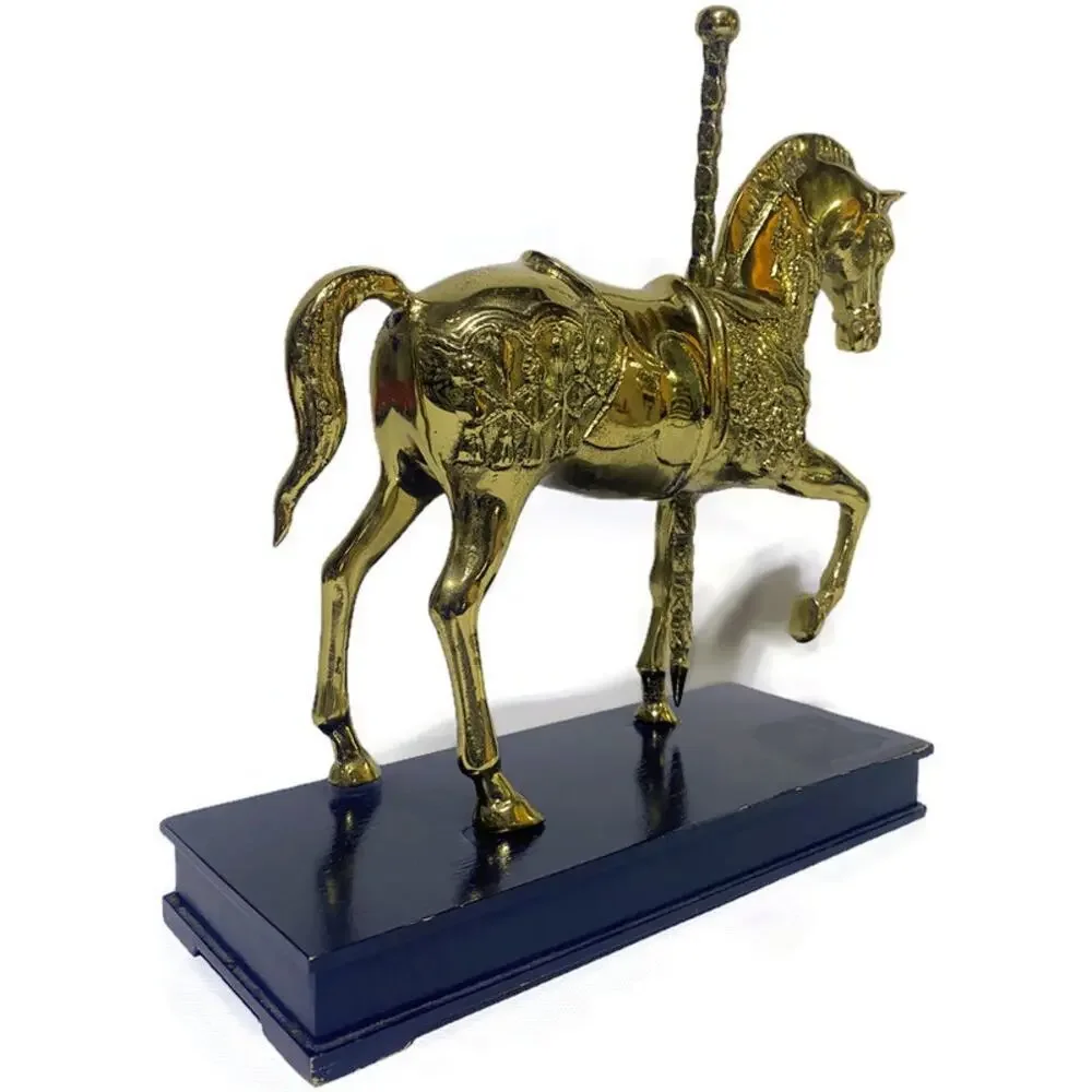 Brass Carousel Horse on Lacquer Wood Base Wildwood Accents 9